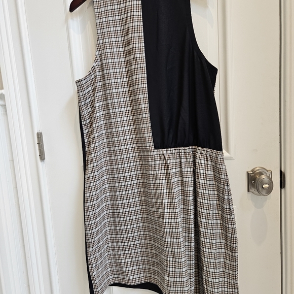 Tibi Women’s Sana Check Asymmetrical Colorblock Dress Size 12 Fall - Picture 4 of 5